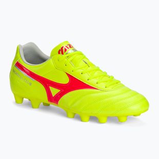 Încălțăminte de fotbal pentru bărbați Mizuno Morelia II Club MD safety yellow/fiery coral 2/galaxy silver
