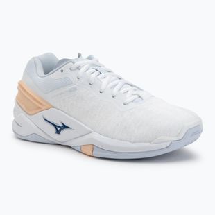 Încălțăminte de handbal pentru femei Mizuno Wave Stealth Neo white/navy peony/peach parfait