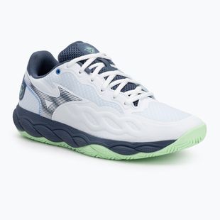 Încălțăminte de tenis pentru bărbați Mizuno Wave Enforce Court AC white/ vintage indigo/ neo mint