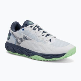 Încălțăminte de tenis pentru bărbați Mizuno Wave Enforce Court CC white/ vintage indigo/ neo mint