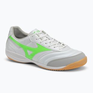 Încălțăminte de fotbal pentru bărbați Mizuno Morelia Sala Pro IN white/neon green/galaxy silver