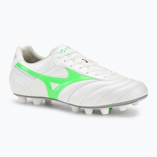 Încălțăminte de fotbal pentru bărbați Mizuno Morelia II Elite Md white/neon green/galaxy silver