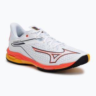 Încălțăminte de tenis pentru bărbați Mizuno Wave Exceed Tour 6 AC white/fiery coral 2/citrus