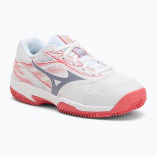 Încălțăminte de tenis pentru copii Mizuno Break Shot 5 Jr CC white/blue granite/calypso coral