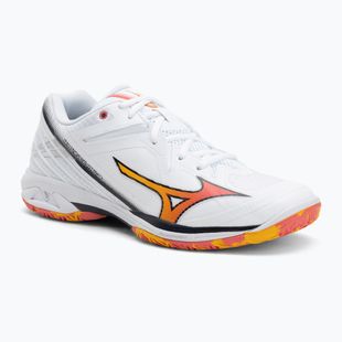Încălțăminte de badminton Mizuno Wave Claw 3 white/citrus/calypso coral