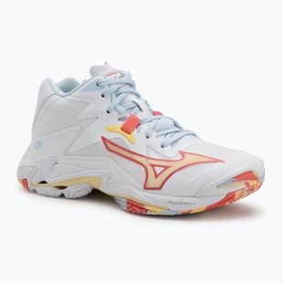 Încălțăminte de volei pentru femei Mizuno Wave Lightning Z8 Mid white/calypso coral/pale banan