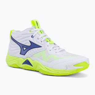 Încălțăminte de volei Mizuno Wave Momentum Elite Mid white/lightning yellow/dazzling blue