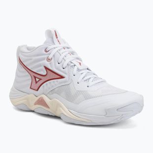 Încălțăminte de volei pentru femei Mizuno Wave Momentum Elite Mid white/rose elegance/lava falls
