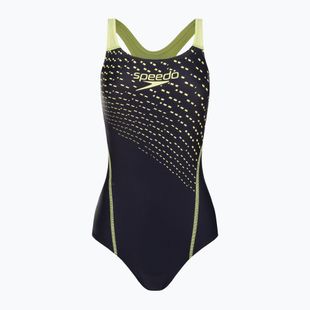 Speedo Medley Logo Medalist costum de baie dintr-o bucată pentru femei albastru marin și galben 8-1347406876