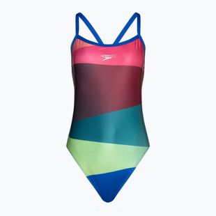 Costum de baie dintr-o bucată pentru femei Speedo Placement Digital Turnback watermelon/harl green/true cobalt/sweet purple