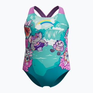 Costum de baie pentru copii Speedo Learn To Swim Printed Crossback neon violet