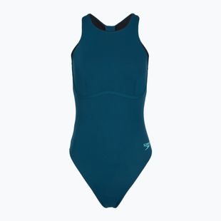 Costum de baie întreg pentru femei Speedo Racer Zip with Built in Swim Bra dark teal