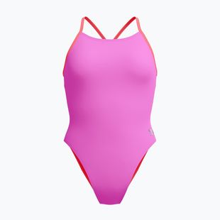 Costum de baie întreg pentru femei Speedo Solid Lattice Tie-Back neon violet
