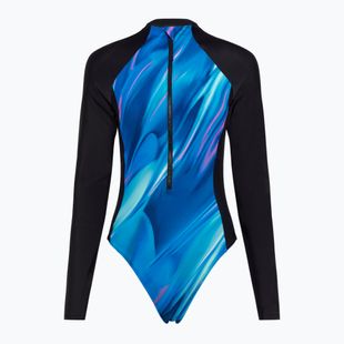 Costum de înot dintr-o piesă pentru femei Speedo Printed LS Zip One Piece rapture glow/dark teal