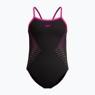 Costum de baie întreg pentru copii Speedo Platisol Placement Thinstrap Muscleback flare roz