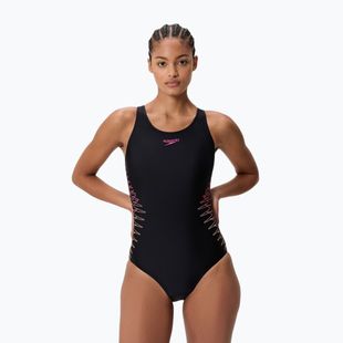 Costum de baie întreg pentru femei Speedo Placement Muscleback anthracite