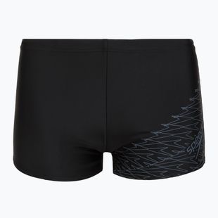 Boxeri de înot pentru bărbați Speedo Medley Logo Aquashort negru/gri plumb