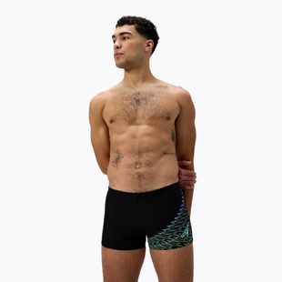 Boxeri de înot pentru bărbați Speedo Medley Logo Aquashort negru/verde alfalfa