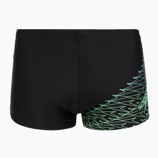 Boxeri de înot pentru bărbați Speedo Medley Logo Aquashort negru/verde alfalfa