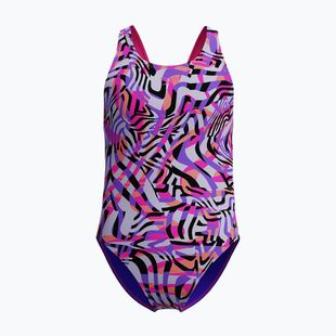 Costum de baie întreg pentru copii Speedo Digital Allover Leaderback flare roz