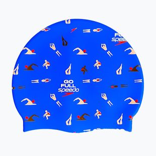 Căciulă de înot Speedo Printed Silicone speedo blue go full speedo swimmers