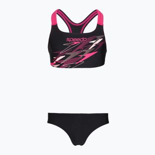 Costum de baie din două piese pentru copii Speedo Medley Logo Racerback 2pc anthracite/pink