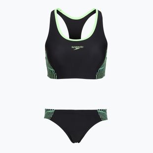 Costum de baie din două piese pentru femei Speedo Placement Raceback 2pc anthracite/clover