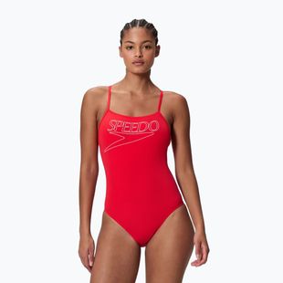 Costum de înot întreg pentru femei Speedo Endurance+ Logo Thin Strap high risk red