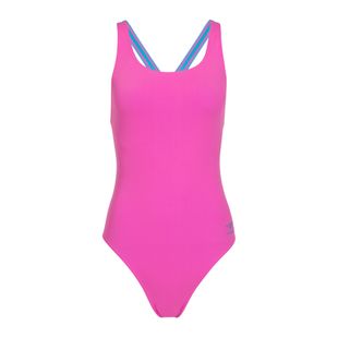 Costum de înot întreg pentru femei Speedo Solid Powerback neon flamingo