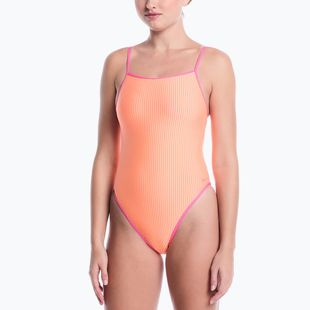 Costum de înot întreg pentru femei Nike Ocean Bound Ripple Texture Square Neck pink glow