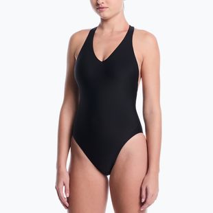 Costum de înot întreg pentru femei Nike Hydralock Luxe Sail Boat V-Neck black