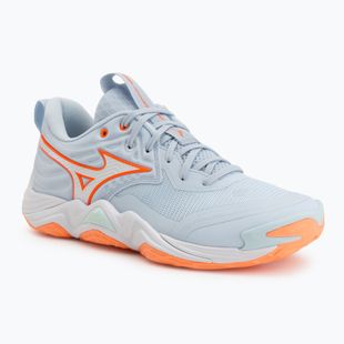Încălțăminte de volei pentru femei Mizuno Wave Momentum Elite blue finch/white/lava orange