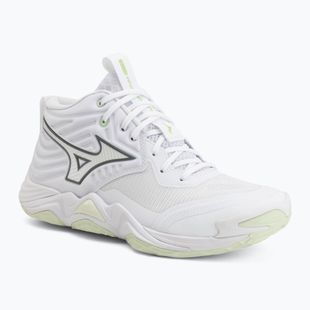 Încălțăminte de volei pentru femei Mizuno Wave Momentum Elite Mid white/balsam green/ambrosia