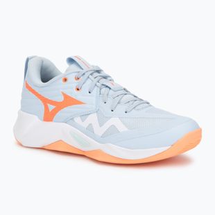 Încălțăminte de volei pentru femei Mizuno Wave Momentum Pro blue finch/lava orange/flamingo coral