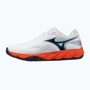 Încălțăminte de tenis pentru bărbați Mizuno Wave Enforce Court 2 AC white/insignia blue/orange