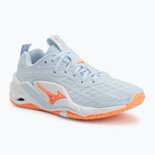 Încălțăminte de handbal pentru femei Mizuno Wave Stealth Neo 2.1 blue finch/lava orange/white