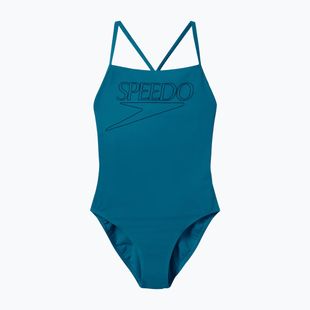 Costum de baie întreg pentru femei Speedo Endurance+ Logo Thin Strap teal abyss
