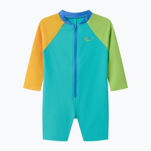 Costum de baie întreg pentru copii Speedo Colorblock Zip LS aqua breeze