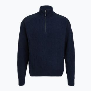 Pulover pentru bărbați Dovre Ribbed Knit Half Zip navy