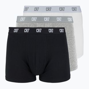Boxeri pentru bărbați CR7 Basic Trunk 3 pperechi white/ greymelange/ black