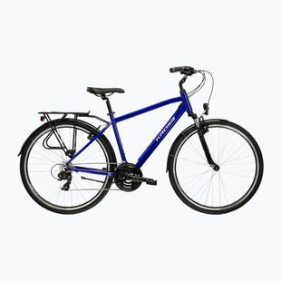 Bicicletă de trekking pentru bărbați KROSS Trans 1.0 navy blue/silver/gloss