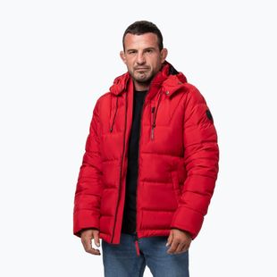 Geacă de iarnă pentru bărbați Pitbull Piedmont Quilted Hooded fluo/red