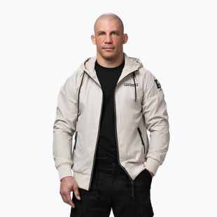 Geacă pentru bărbați Pitbull Athletic Logo Nylon Hooded light sand