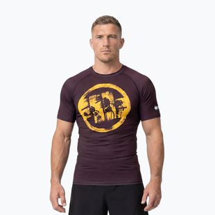 Tricou pentru bărbați Pitbull Rashguard Logo Palms brown