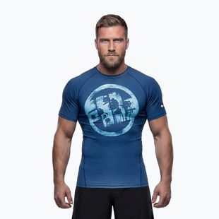 Tricou pentru bărbați Pitbull Rashguard Logo Palms blue