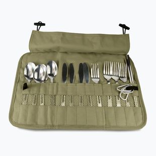 Set de tacâmuri OFFLANDER Camping Cutlery Set with Case green