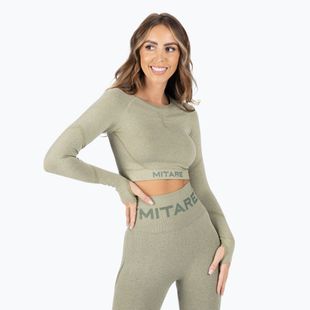 Tricou de antrenament pentru femei cu mânecă lungă MITARE Push Up Max Crop Top verde K084
