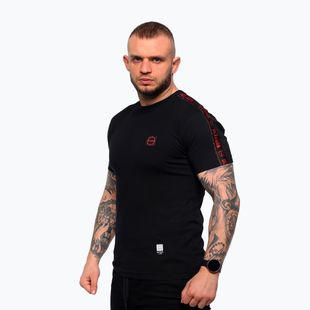 Tricou pentru bărbați Octagon Stripe black/red