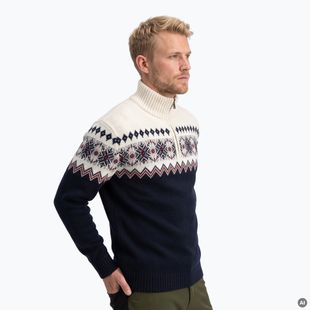 Pulover pentru bărbați Woolcano SWT1091 Granatowy/Kremowy