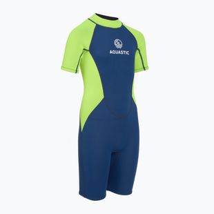 Costum de neopren pentru copii AQUASTIC Wavey Jrb 2 mm verde/albastru închis